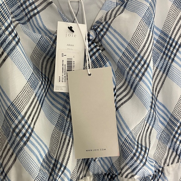 Joie Abiah Plaid Midi Dress 100% Silk Adjustable Spaghetti Straps Size L - Picture 8 of 11